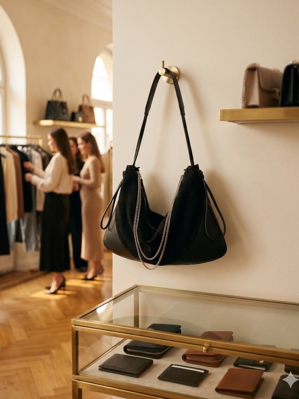 Ratio Et Motus Solvit Black Leather Suede Hobo Shoulder Bag Italy NWOT - $895